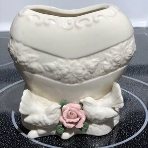 Vintage Capodimonte Hearts and birds small vase